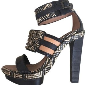 BCBGMAXAZRIA Varushka Studded Raffia heels